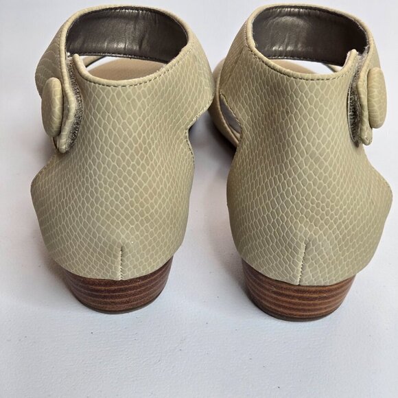 Array Havana Taupe Snake Print Ankle Strap Low Wedge Sandals Sz 9 - Picture 6 of 11